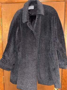 Vintage Bromley Mohair and Wool Blend Charcoal Gray swing Car Length Coat 3xl